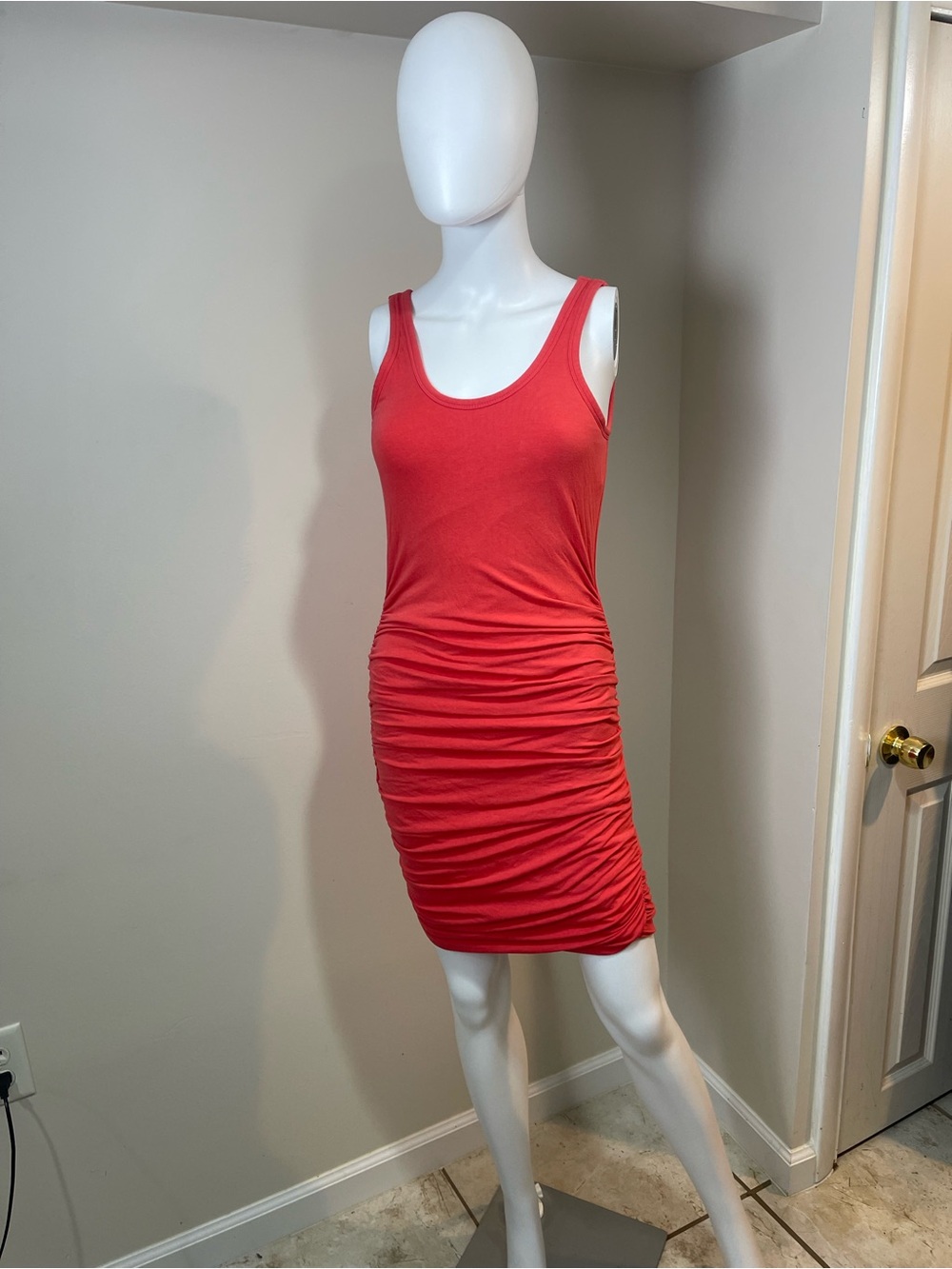 Express Sleeveless Ruched Mini Dress in Bold Red